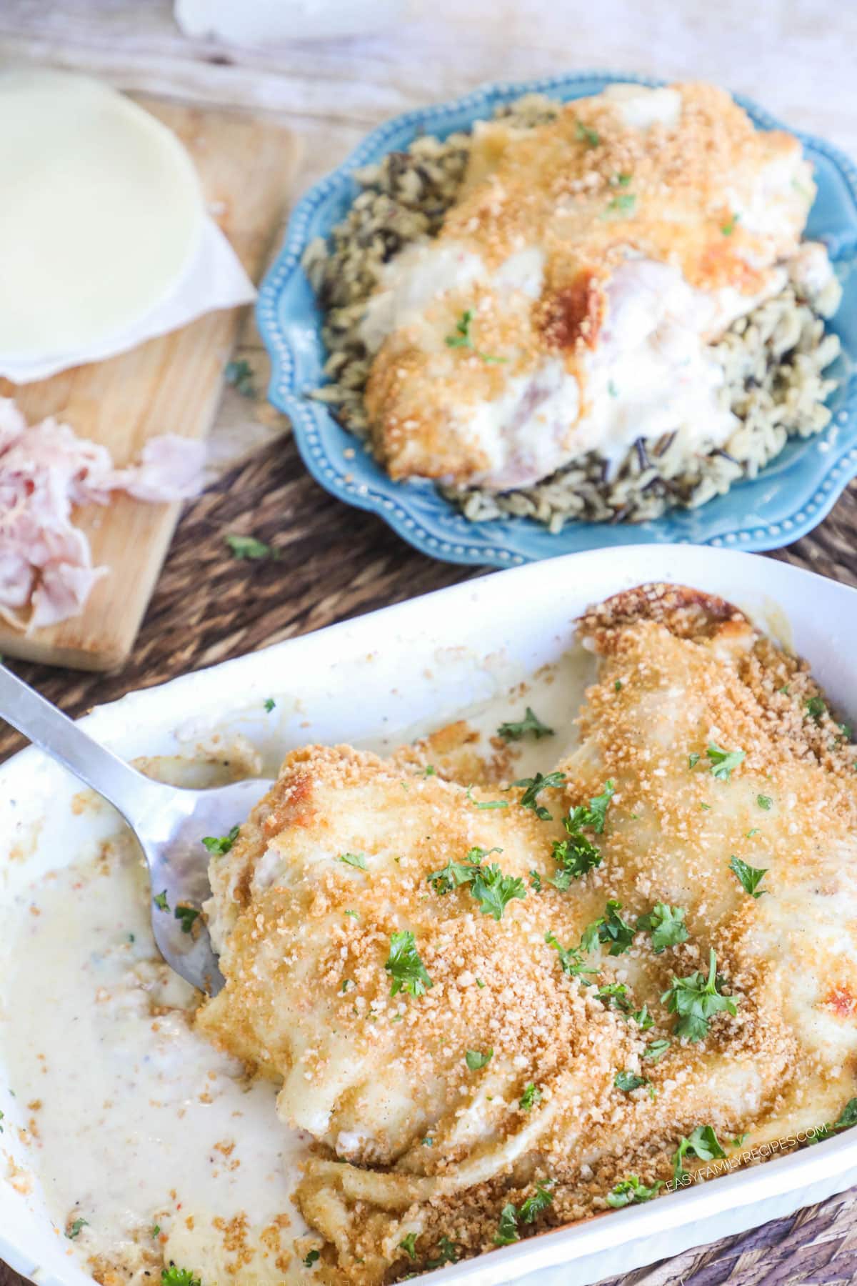 Easy Chicken Cordon Bleu Prepared and ready to serve for an easy dinner.