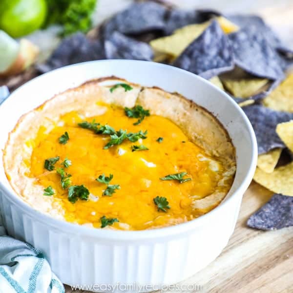 Green Chile Cheese Dip- Recipe made with 2 kinds of cheese