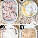 Process photos for how to make chicken cordon bleu casserole.
