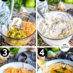 Photo collage for how to make baked green chile dip recipe