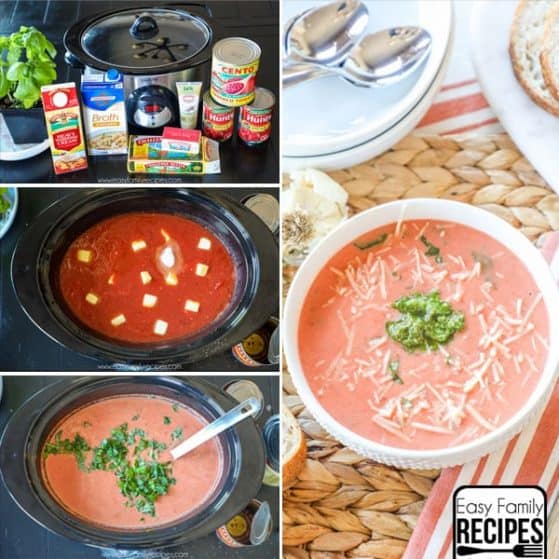 Slow Cooker Tomato Basil Soup- Easy Recipe for fall!