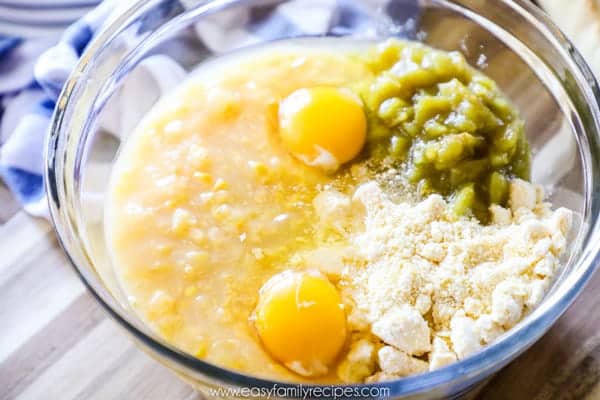 Easy Mexican Cornbread Ingredients in bowl