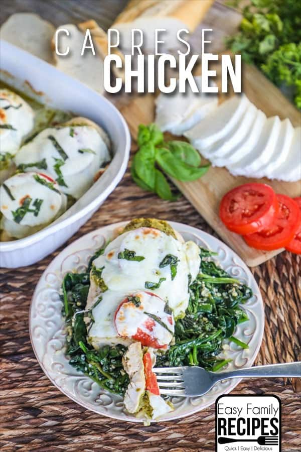 Chicken Caprese served on Spinach low carb