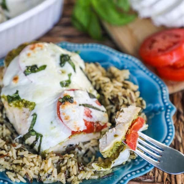 Easy Caprese Chicken with rice