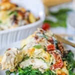 Image of tuscan garlic chicken plated on a white plate