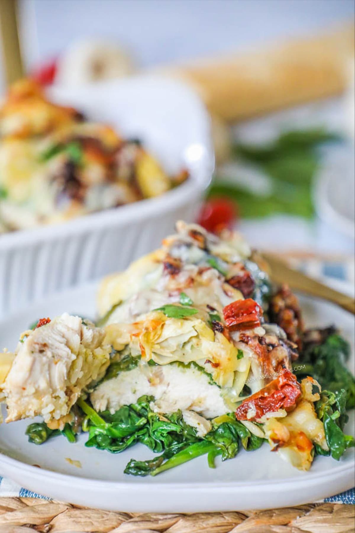 Image of tuscan garlic chicken plated on a white plate