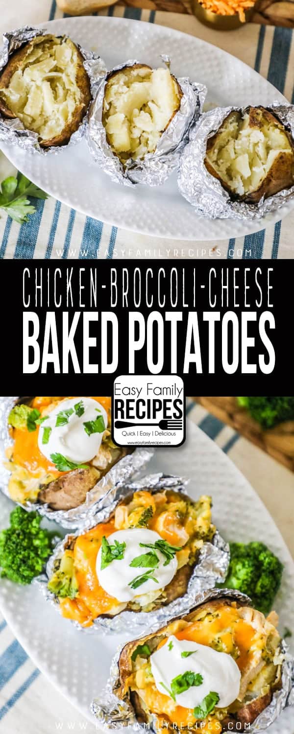 Chicken Broccoli Cheddar Baked Potatoes