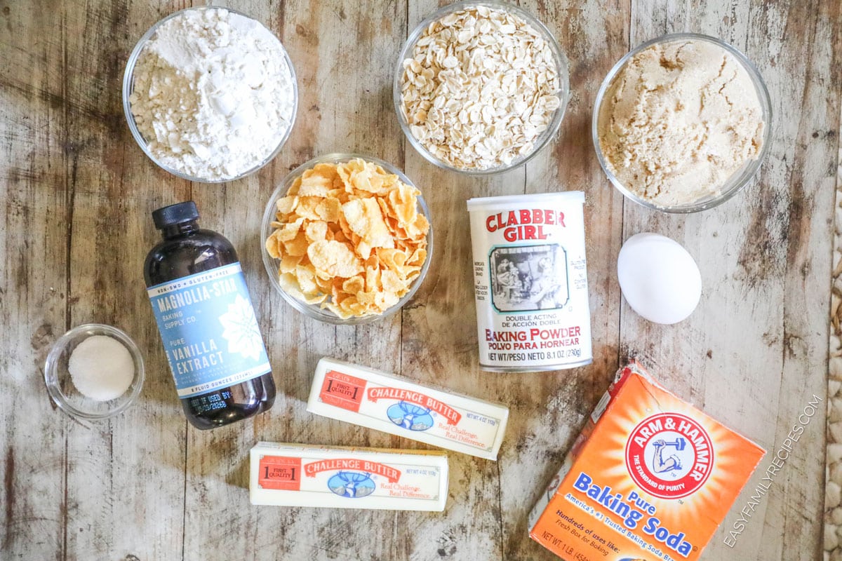 Ingredients for making cornflake cookies