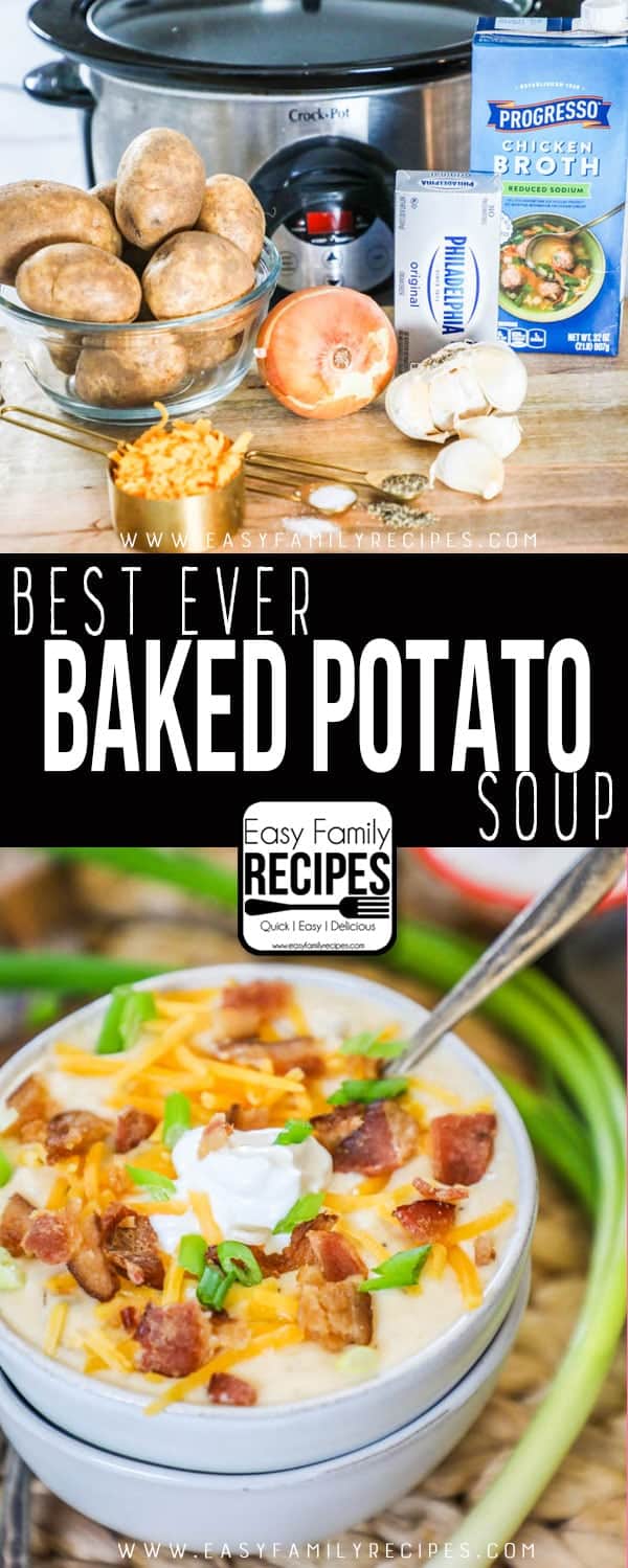 The BEST Crockpot Loaded Potato Soup