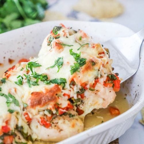 Salsa Fresca Chicken Recipe in casserole Dish