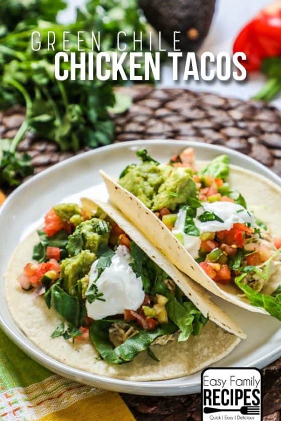 Green Chile Slow Cooker Chicken Tacos · Easy Family Recipes