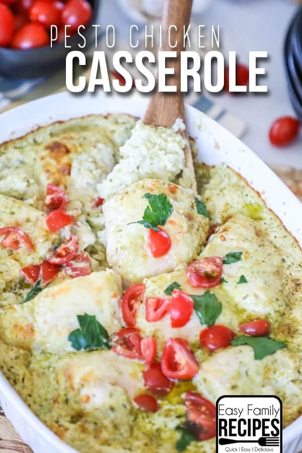 My FAVORITE Dinner- Creamy Pesto Chicken Casserole!