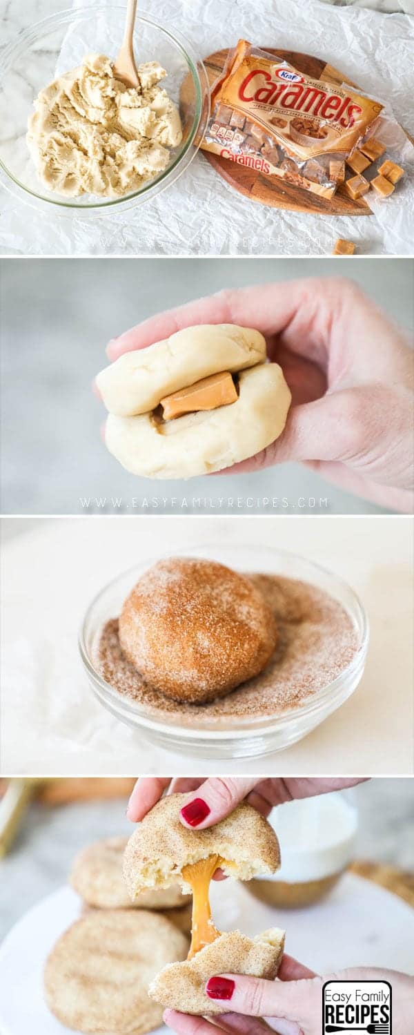 THE BEST! How to make caramel stuffed snickerdoodles!