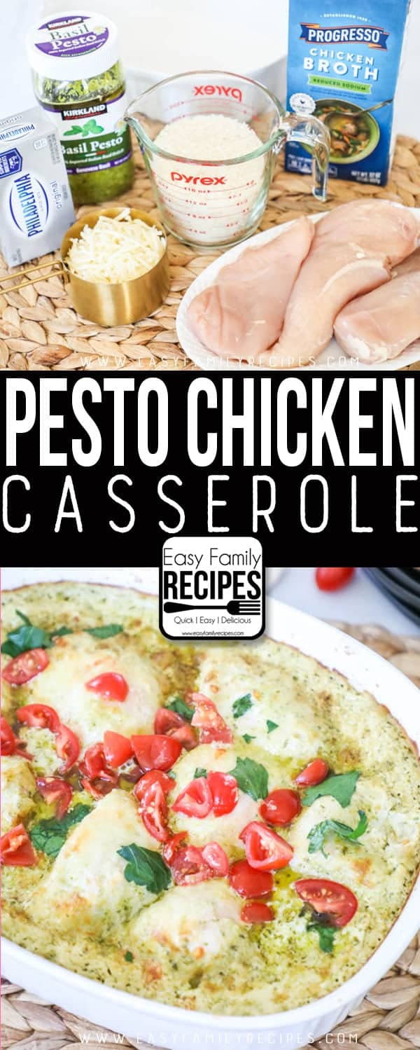 The BEST Pesto Chicken Casserole recipe - Simple ingredients and one dish!