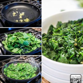 Garlic Sautéed Spinach in pan