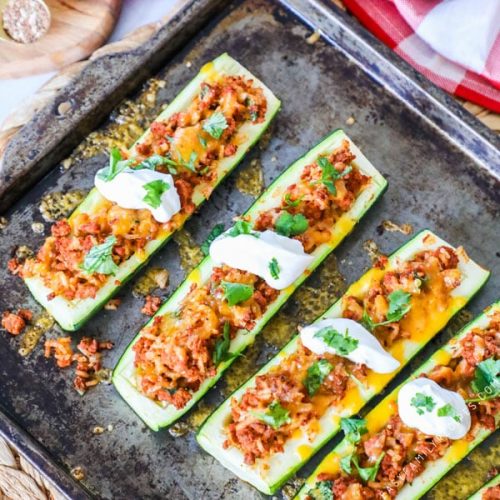 Taco Zucchini Boats Made on Sheet Pan