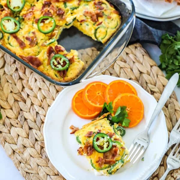 Jalapeno Egg casserole served on plate