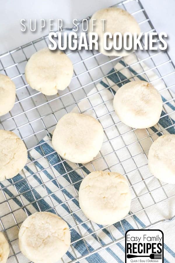 Soft Chewy Sugar Cookies on cooling rack