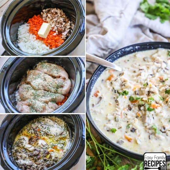 Step by Step for Making Chicken Wild Rice Soup in crock pot