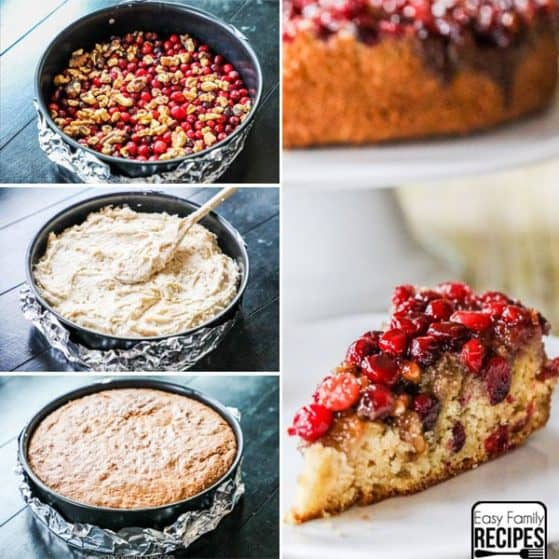 Step by Step photos of making cranberry cake in spring form pan
