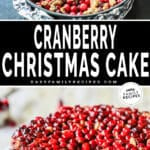 Cranberry Cake in the pan and then finished and ready to serve.