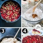 process photos for how to make cranberry christmas cake.