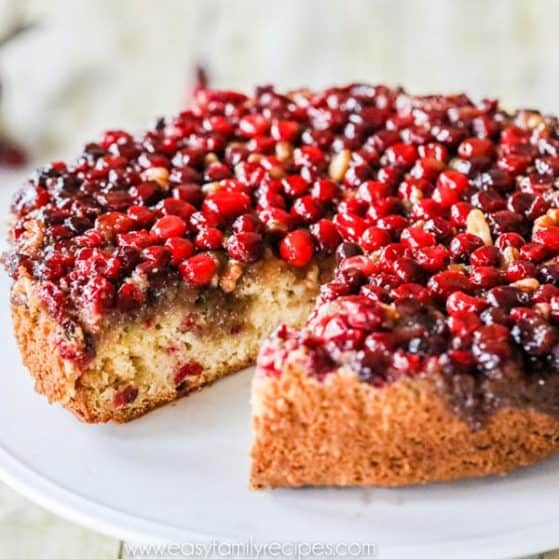 Cranberry Christmas Cake on platter