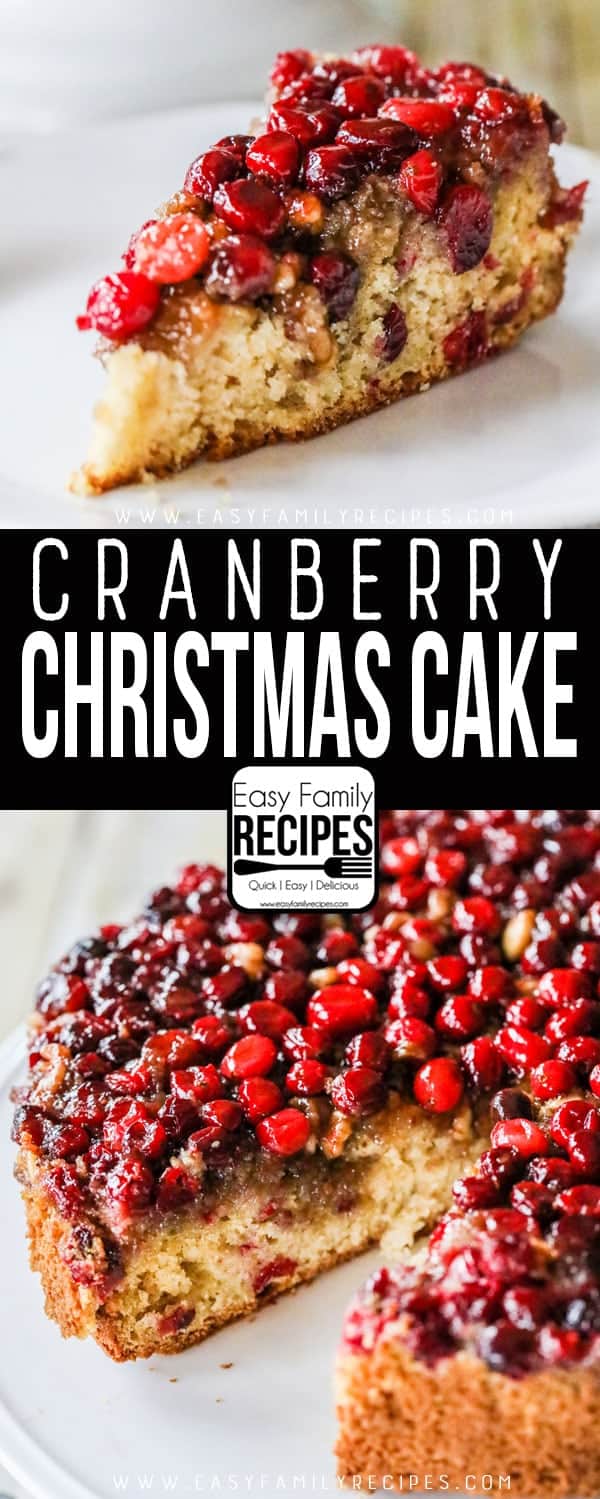 Cranberry Christmas Cake slice on plate