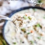 Spoonful of crockpot chicken wild rice soup recipe