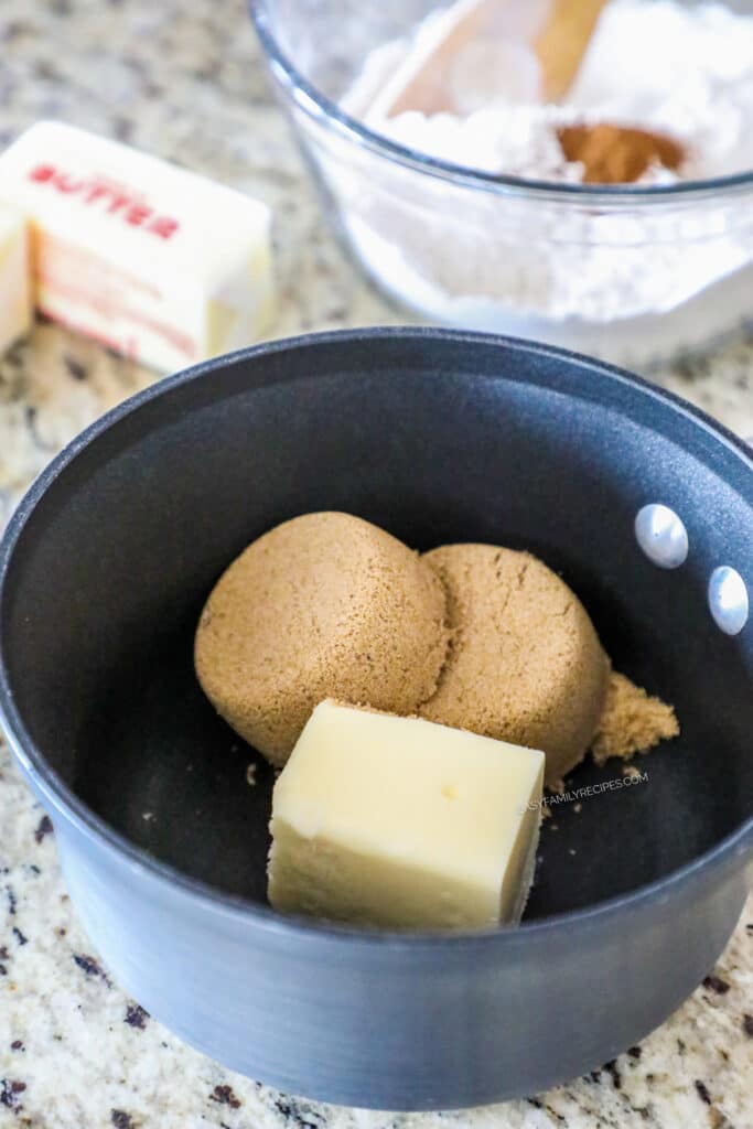 How to make Cranberry Cake step 1: Melt the butter and sugar until caramelized.