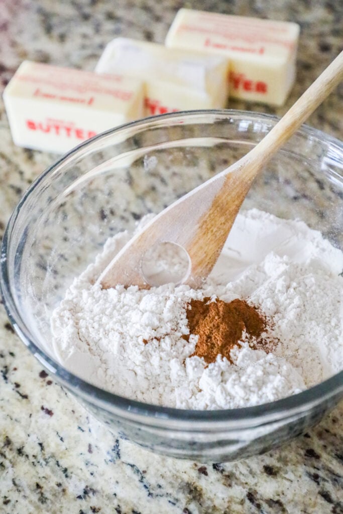 How to make Cranberry Cake step 3: Mix the dry ingredients for the cake.