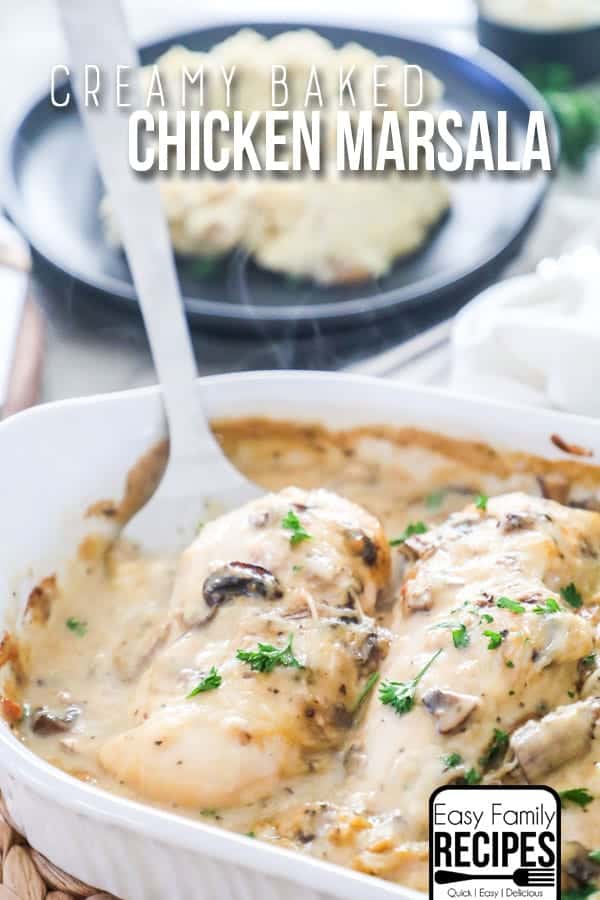 Try this delicious creamy Baked Chicken Marsala