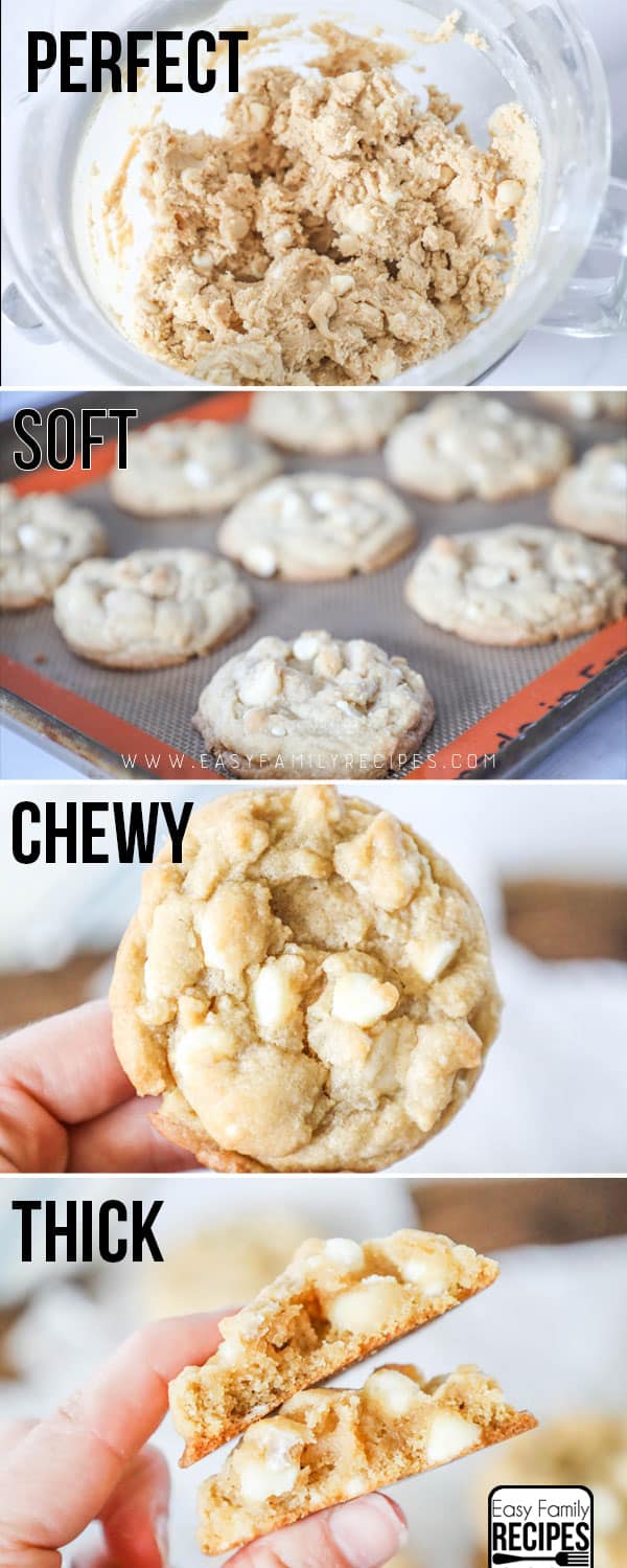 How to make White Chocolate Macadamia Nut Cookies - Step 1 make the dough. Step 2: place it on the cookie sheet. Step 3: Bake Step 4 Cool