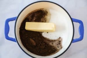 No Bake Cookies Step 1: Mix the milk, butter, sugar, and cocoa in a large pot