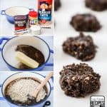 Making Chocolate No Bake Cookies with peanut butter and oatmeal