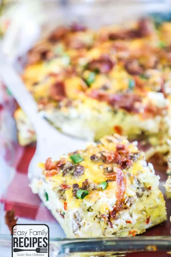 Loaded breakfast casserole is full of flavor and super easy to make. 