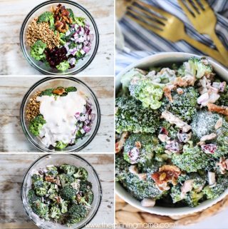 Broccoli Salad with Bacon with steps shown