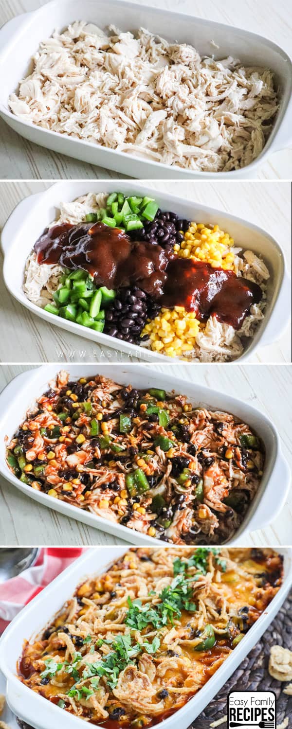 Shredded Bbq Chicken Casserole Easy Family Recipes