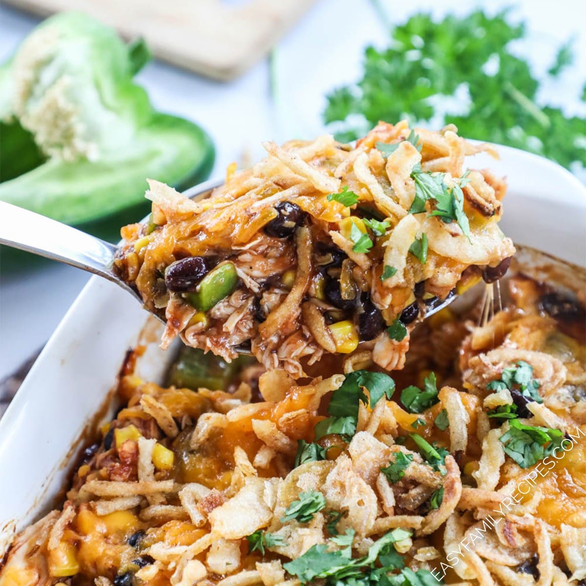 Shredded BBQ Chicken Casserole