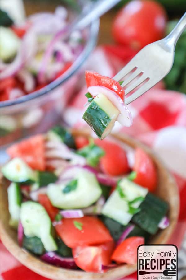 Classic Cucumber Tomato salad is perfect for a ladies lunch or potluck with friends. 