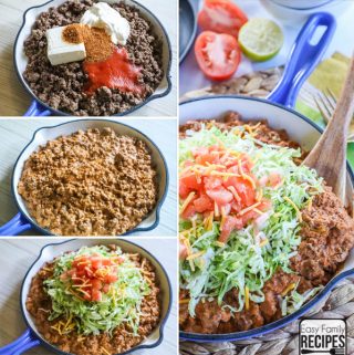 Low Carb Keto Taco Skillet with step by step instructions