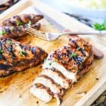 Balsamic Marinated Chicken grilled and cut into slices