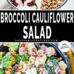 Broccoli Cauliflower salad in a bowl before being mixed together.