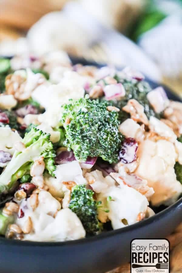 Try this crowd pleasing Broccoli Cauliflower salad for your next potluck. 