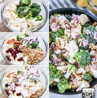 This Cauliflower Broccoli salad is super easy and bursting with flavors.