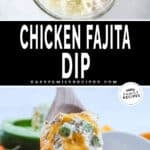 Chicken fajita dip before mixing and after baking.