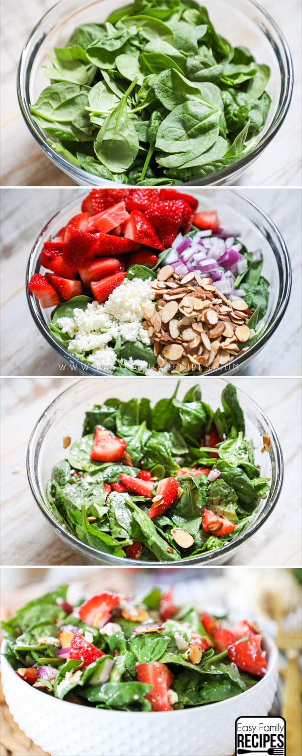 Steps to making Strawberry Spinach Salad. 