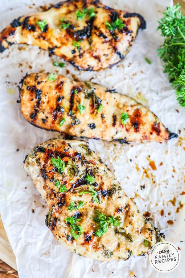 Cilantro Lime Chicken grilled to perfection on parchment paper