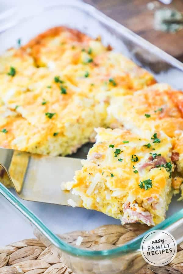Ham and cheese breakfast casserole is quick and easy to make.