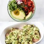 Photo Collage of How to Make Avocado Smothered Chicken